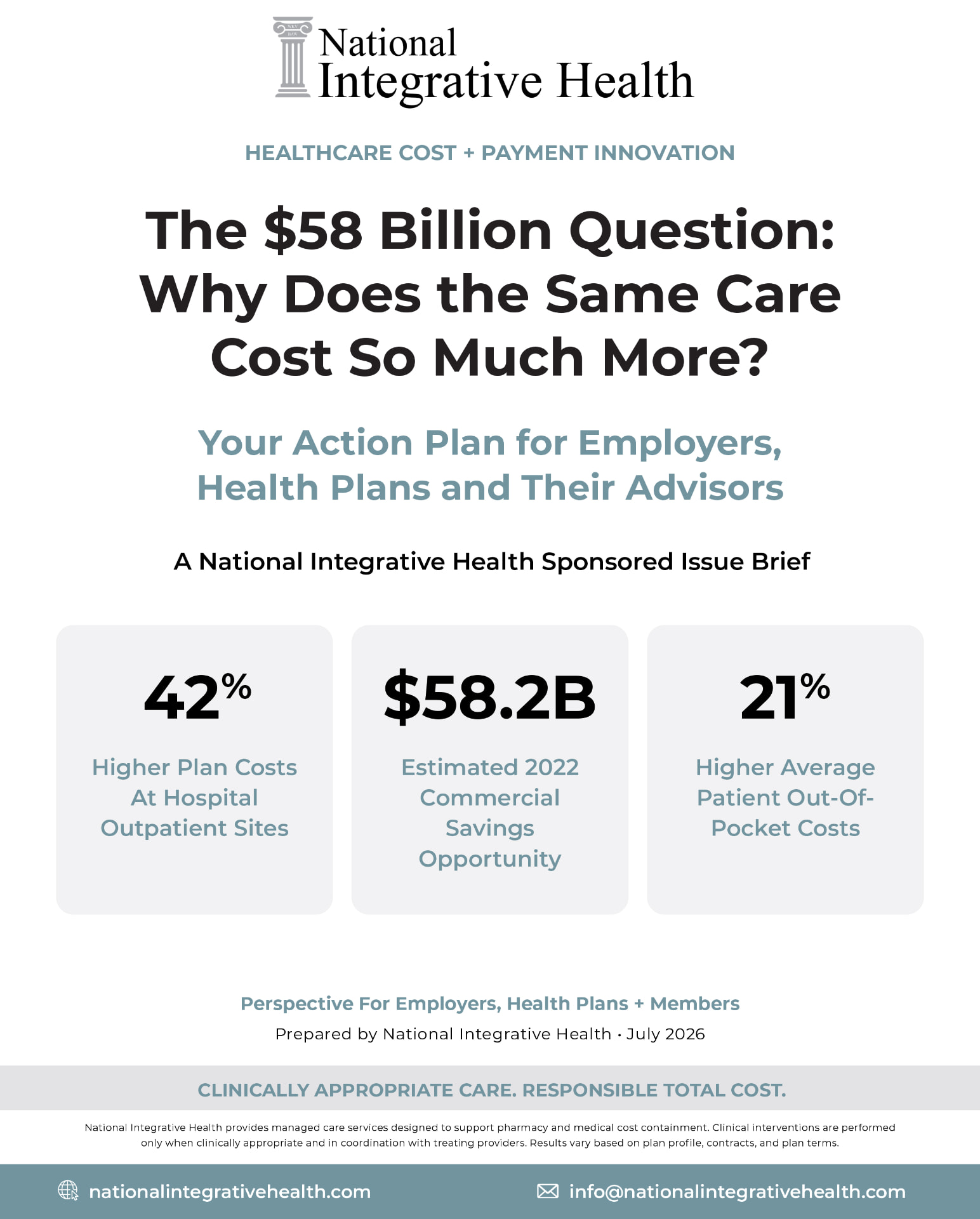 Cover of the NIH employer issue brief, The $58 Billion Question: Why Does the Same Care Cost So Much More?